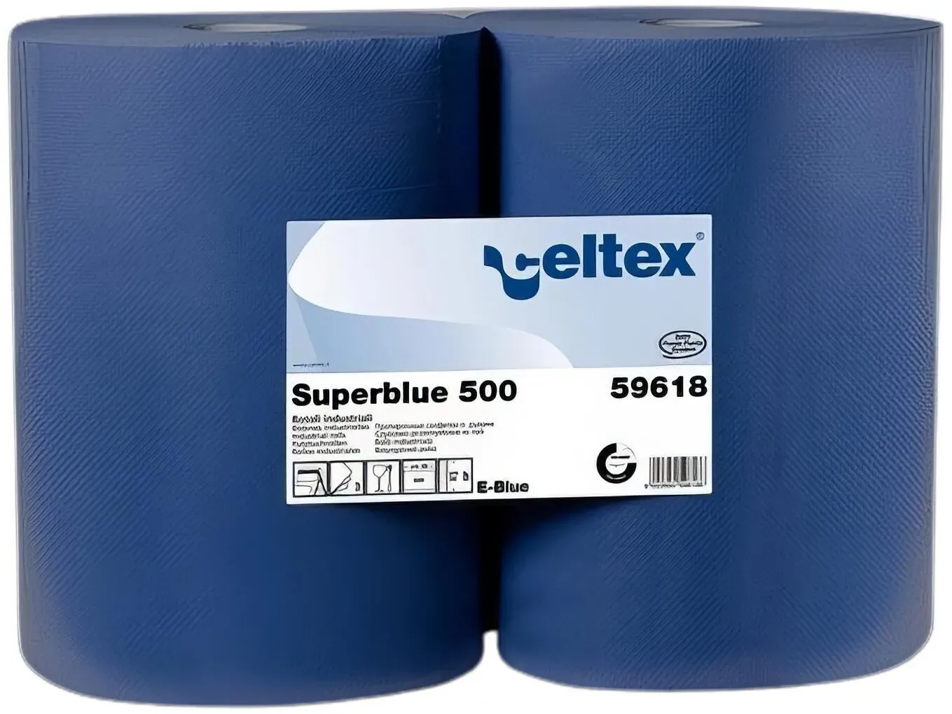 Putzpapier blau 3-lagig 36 x 36 cm, 2 Rollen a 500 Blatt