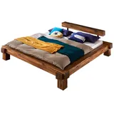 SAM Balkenbett 180x200 cm Casa, Natur-Holzbett aus Akazienholz, lackiertes & massives Holzbett, einteiliges Kopfteil in Balkenoptik, jedes Bett EIN pflegeleichtes Unikat