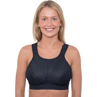 Undercover Damen Sport-BH ohne Bügel, nicht gepolstert, breite Riemen, mit kostenloser BH-Verlängerung, D-J-Körbchen, Schwarz , 105G - 105J