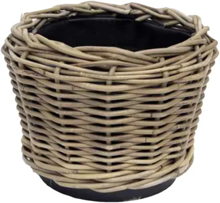 Korb Rattan D27H22cm Terassenkübel mit Einsatz  - grau