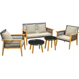 Costway Polyrattan Set 5-tlg. Braun