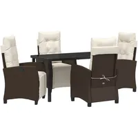 vidaXL Garten Essgruppe 5 pcs Braun Poly Rattan