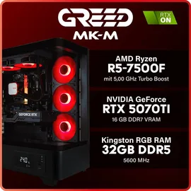 Greed Gaming-PC AMD Ryzen 5 7500F 5,0 GHz 32 GB RAM 1 TB SSD RTX 5070 Ti Windows 11 Pro