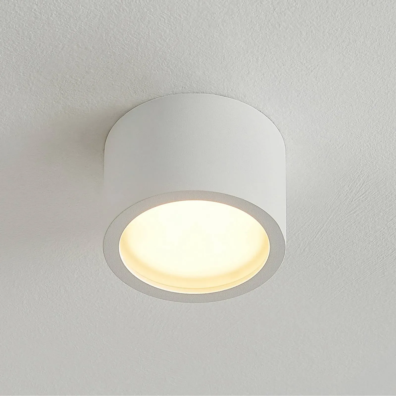 Arcchio Downlight Nieva, GX53, weiß, rund, Ø 10cm, Metall Nieva Arcchio, dimmbar, weiß / opal, für Flurbereich, Aluminium, Modern, Downlights - 10 cm - 10 cm - 6.5 cm