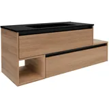 Fackelmann Waschbeckenunterschrank links Vita 128,5 cm x50 cm x46 cm Oak/Schwarz