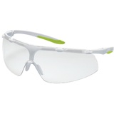 Uvex super fit Schutzbrille, kratzfest, beschlagfrei, Sportlich leichte Schutzbrille mit Bügel-Scharnier-Konzept, Farbe: weiß / lime