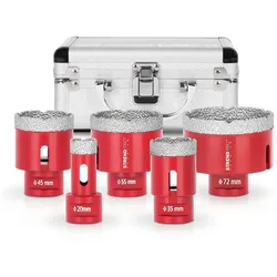 PROREGAL Diamant Bohrkronenaufsatz-Set Premium CRYSTAL 20-35-45-55-72mm, für Fliesen, Glas, Feinsteinzeug, Keramik, Granit, Steinfliesen