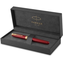 Parker Sonnet matte red lacquer/gold trim, rechte Hand, mittel, Geschenkbox