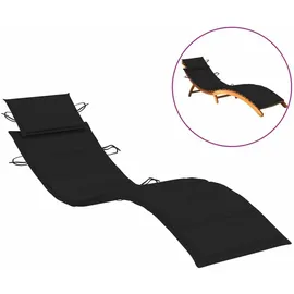 vidaXL Sonnenliegen-Auflage 186 x 58 x 4 cm Schwarz 1 St.