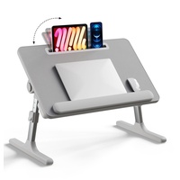 Laptop-Schreibtisch für Bett, EWX Betttisch mit klappbaren Beinen, Tablet-Slot, Aufbewahrungsschublade, Silikon-Handgelenkpolster, faltbarer Schoßtisch zum Essen, Arbeiten, Schreiben und Zeichnen,