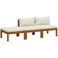 vidaXL 3-tlg Garten-Lounge-Set mit Creme Kissen Massivholz Akazie Modell 1