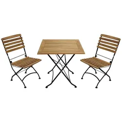 Balkon Sitzgruppe aus Teak Massivholz klappbar (dreiteilig)