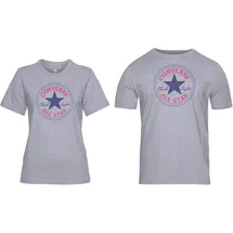 Converse T-Shirt "UNISEX CONVERSE GO-TO ALL STAR PATCH LOGO STANDARD FIT T-SHIRT", Damen, Gr. M, grau, Single Jersey, Obermaterial: 100% Baumwolle, meliert, unifarben, Rundhals, eingesetzt normaler Saum, Shirts T-Shirt