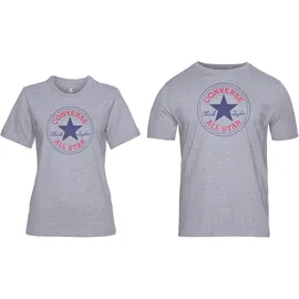 Converse T-Shirt "UNISEX CONVERSE GO-TO ALL STAR PATCH LOGO STANDARD FIT T-SHIRT", Damen, Gr. M, grau, Single Jersey, Obermaterial: 100% Baumwolle, meliert, unifarben, Rundhals, eingesetzt normaler Saum, Shirts T-Shirt