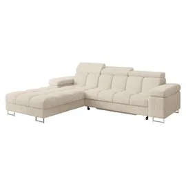 altdecor Ecksofa Cord mit Schlaffunktion 2-Sitzer Senfgelb