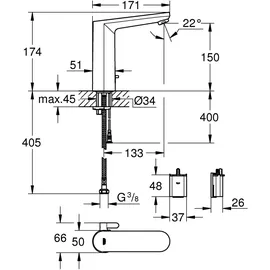 Grohe Eurosmart CE Infrarot-Elektronik-Waschtischmischer Chrom
