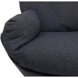 Mendler Relaxsessel HWC-L12 Stoff/Textil 72 x 101 x 72 cm dunkelgrau mit Hocker