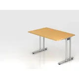 Hammerbacher Schreibtisch buche rechteckig, C-Fuß-Gestell silber 120,0 x 80,0 cm