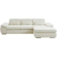 Beldomo Speed Ecksofa, Weiß, Leder, Echtleder, Rindleder, 3-Sitzer, Ottomane rechts, L-Form, 325x195 cm, Goldenes M, erweiterbar, Typenauswahl, Bettkasten erhältlich, Fußauswahl, Lederauswahl, seitenverkehrt Schlafen auf Sitzhöhe, einzeln ausziehbar, Bettfunktion Hocker individuell planbar, in den Filialen erhältlich, Wohnzimmer, Sofas & Couches, Wohnlandschaften, Ecksofas