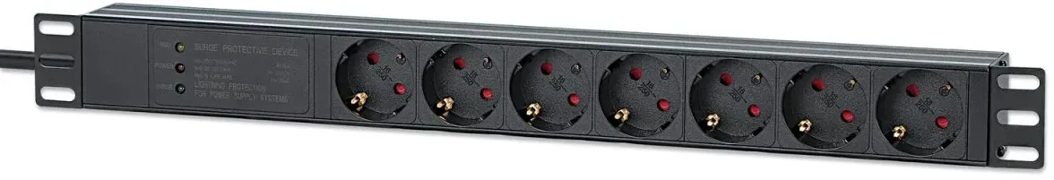 Intellinet 715140 Stromverteilereinheit (PDU) 7 AC-Ausgänge 1U Schwarz
