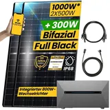 Balkonkraftwerk mit Speicher 1000W Bifazial Komplett Set inkl. 800W integrietem Wechselrichter mit Anker Solix E1600 Pro Solarspeicher PV Solaranlage