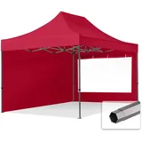 TOOLPORT 3x4,5m - mit 2 Seitenteilen (Panoramafenster) Premium Dach Partyzelt rot