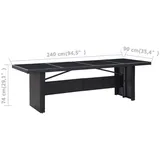 vidaXL Gartentisch Schwarz 240x90x74 cm Poly-Rattan und Glas
