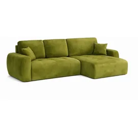 kaiser möbel Ecksofa mit Schlaffunktion und Bettkasten Ivo L aus Veloursstoff Salvador, Ecksofa mit Schlaffunktion, ausziehbar,mit Schlaffunktion,integrierter Stauraum grün