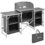 Tectake tectake® Campingküche XXL mit 5 Fächern, faltbar, mit großem Stauraum und Windschutz, 172 x 52 x 104 cm