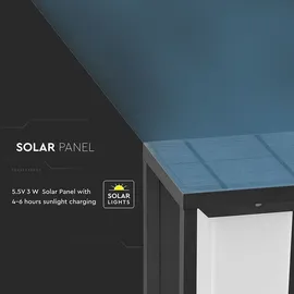 V-Tac Solarleuchte Aluminium 29,0 cm inkl. Bewegungsmelder schwarz