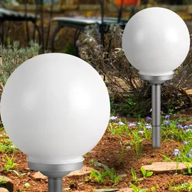 ETC Shop Solarleuchte Kunststoff 3er Set rund IP44 weiß silber