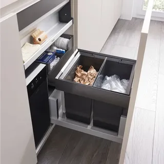 Blanco SELECT II 40/2 Combi Kunststoff, Aluminium, Stahlblech Auszugssystem zur Befestigung an, Abfalleimer, Grau