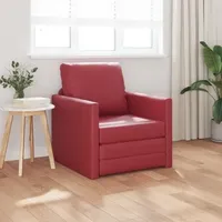 VidaXL Bodensofa-Bett 2-in-1 Burgunderrot 74x77x81 cm Kunstleder