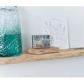 Thomson CT600 Wetterstation aus Holz mit drahtlosem Sensor und zwei Alarmen - Braun