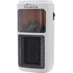 TroniTechnik® Steckdosen Heizlüfter Energiesparend Mini, Kaminfeuereffekt LCD Display Keramik Heizung mit Thermostat 400W