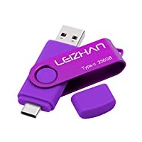 LEIZHAN USB Stick Type C Memory Stick 256GB Flash Drive OTG(On The Go) 2 in 1 USB C Speicherstic for Type-C Smart Phone and MacBook (256GB, Lila)