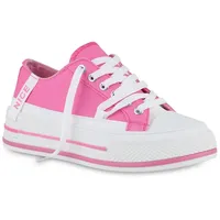 Stiefelparadies Damen Sneaker Low in Fuchsia,