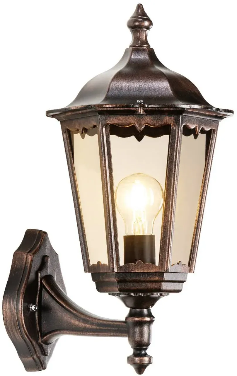 LCD Außenwandleuchte 1110/1120, dimmbar, kupfer, Aluminium, Antik, Wandleuchte außen - 28 cm - 22 cm - 45 cm