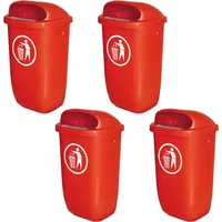 BRB-Lagertechnik Abfallbehälter für den Außenbereich 50 L rot 4 St.