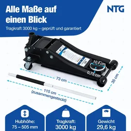 NTG Wagenheber 3t Stahl 75-505mm schwarz
