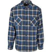 URBAN CLASSICS Lake Check Langarmhemd Dark Blue / White