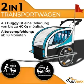 SAMAX 360° drehbarer 2in1 Jogger Silver Frame blau/silber