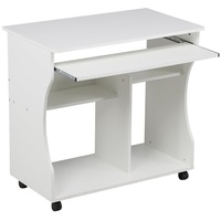 Yaheetech Computertisch Schreibtisch PC-Tisch Laptoptisch mit 4 Ablagefächen, Weiß