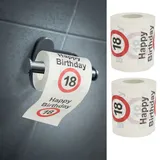 Toilettenpapier 2er Set "Happy Birthday18" │18. Geburtstag 24 Meter 2-lagig 180gr/qm │ Klopapier Motivpapier WC-Papier (2 x Toilettenpapier 18)