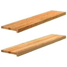 vidaXL Fensterbänke 2 Stk. Hellbraun 120x30x2 cm Massivholz Eiche