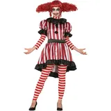 Fiestas Guirca Kostüm, Gestreifter Clown Damen Outfit mit Kleid und Hose für Erwachsene schwarz 42 - 44 (L)