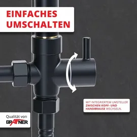 Grafner Duschgarnitur mit Regenschauerduschkopf und Handbrause, Duschsäule schwarz