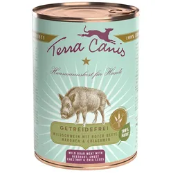 Terra Canis Getreidefrei 400g Dose Hundenassfutter 6 x 400 Gramm Wildschwein mit roter Beete, Maronen & Chiasamen