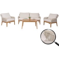 Mendler Gartengarnitur HWC-H56b, Lounge-Set Gartenlounge Sofa Sessel Tisch, Seilgeflecht Rope Holz Akazie ~