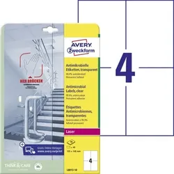 Zweckform L8013-10 Antimikrobielle Etiketten transparent, 105 x 148 mm, 10 Bogen/40 Etiketten, transparent